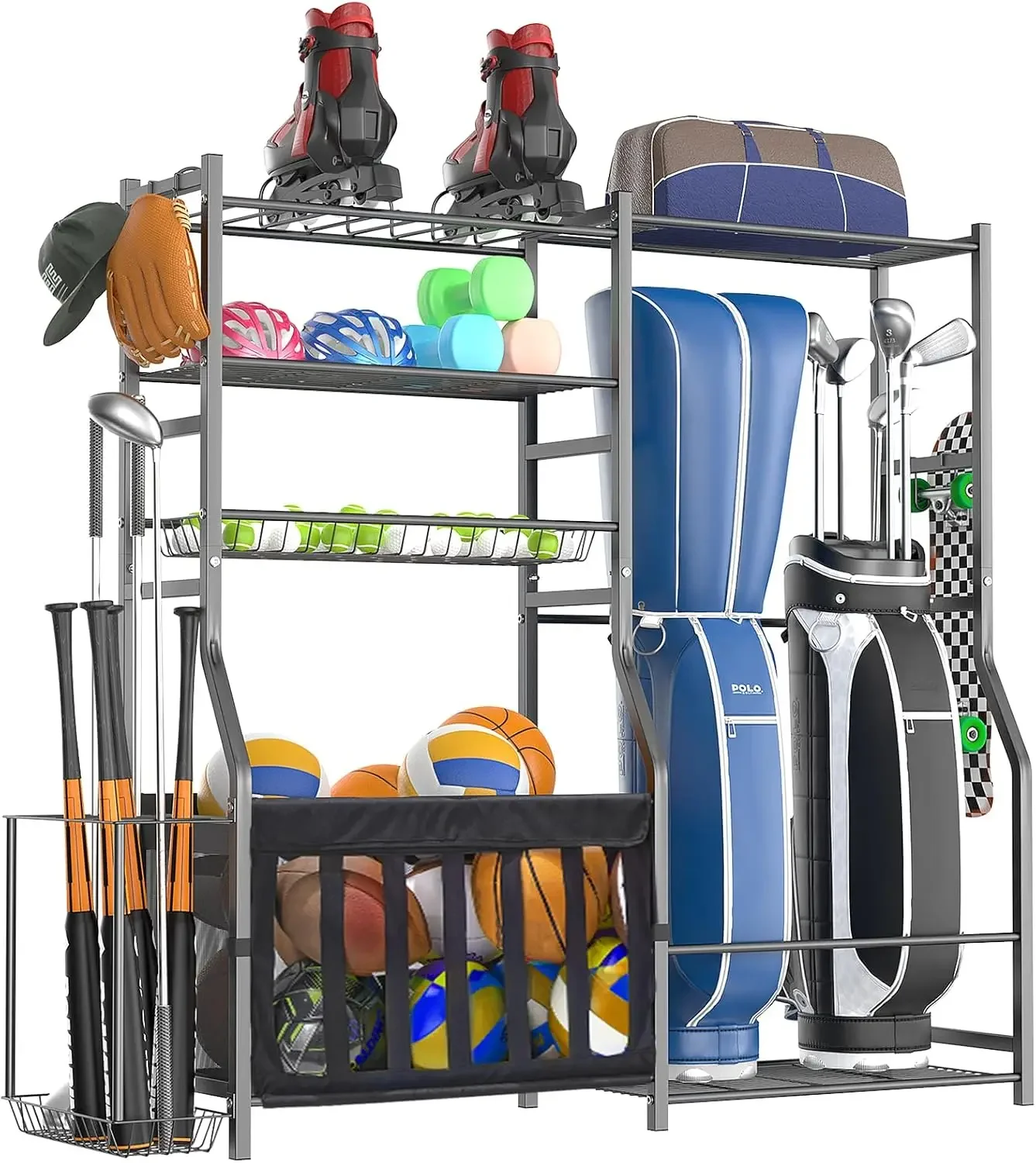 Sports Equipment Organizer - Heavy Duty Garage Sports Equipment Organizer